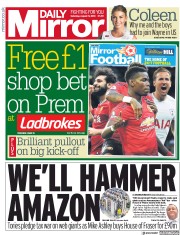 Daily Mirror (UK) Newspaper Front Page for 11 August 2018