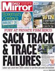 Daily Mirror (UK) Newspaper Front Page for 11 August 2020