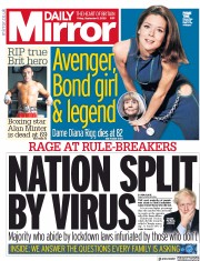 Daily Mirror (UK) Newspaper Front Page for 11 September 2020