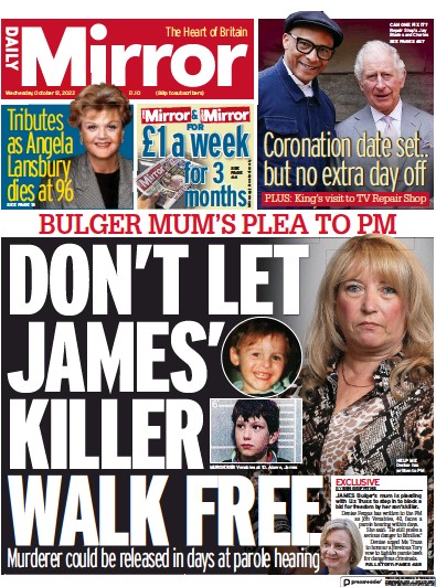 Daily Mirror Newspaper Front Page (UK) for 12 October 2022