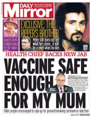 Daily Mirror (UK) Newspaper Front Page for 12 November 2020
