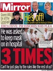 Daily Mirror (UK) Newspaper Front Page for 12 November 2021
