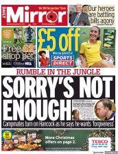 Daily Mirror (UK) Newspaper Front Page for 12 November 2022