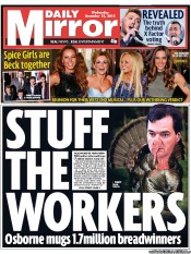 Daily Mirror (UK) Newspaper Front Page for 12 December 2012