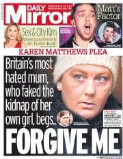 Daily Mirror (UK) Newspaper Front Page for 12 December 2016