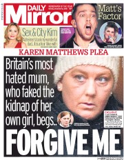 Daily Mirror (UK) Newspaper Front Page for 12 December 2016