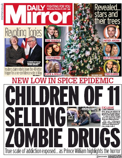 Daily Mirror Newspaper Front Page (UK) for 12 December 2018
