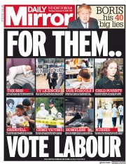 Daily Mirror (UK) Newspaper Front Page for 12 December 2019