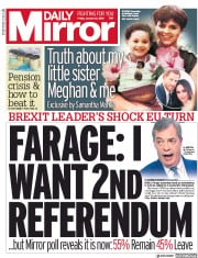 Daily Mirror (UK) Newspaper Front Page for 12 January 2018