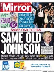 Daily Mirror (UK) Newspaper Front Page for 12 January 2023