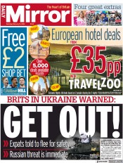 Daily Mirror (UK) Newspaper Front Page for 12 February 2022