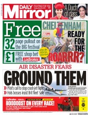 Daily Mirror (UK) Newspaper Front Page for 12 March 2019