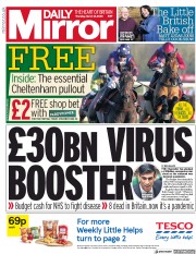Daily Mirror (UK) Newspaper Front Page for 12 March 2020