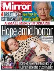 Daily Mirror (UK) Newspaper Front Page for 12 March 2022