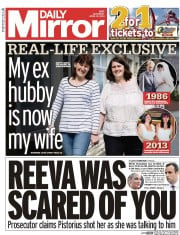 Daily Mirror (UK) Newspaper Front Page for 12 April 2014