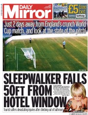 Daily Mirror (UK) Newspaper Front Page for 12 June 2014