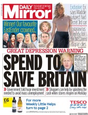Daily Mirror (UK) Newspaper Front Page for 12 June 2020