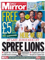 Daily Mirror (UK) Newspaper Front Page for 12 June 2021