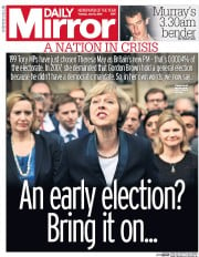 Daily Mirror (UK) Newspaper Front Page for 12 July 2016