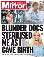 Daily Mirror (UK) Newspaper Front Page for 12 July 2017