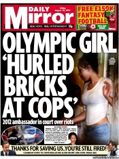 Daily Mirror (UK) Newspaper Front Page for 12 August 2011