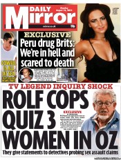 Daily Mirror (UK) Newspaper Front Page for 12 August 2013