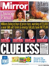 Daily Mirror front page for 12 August 2022