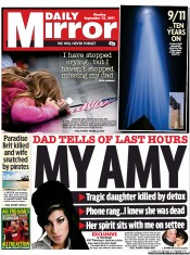 Daily Mirror (UK) Newspaper Front Page for 12 September 2011