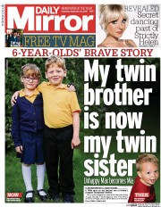 Daily Mirror (UK) Newspaper Front Page for 12 September 2015