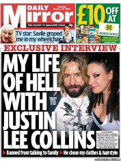 Daily Mirror Newspaper Front Page (UK) for 13 October 2012