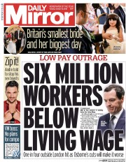 Daily Mirror (UK) Newspaper Front Page for 13 October 2015