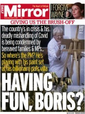 Daily Mirror (UK) Newspaper Front Page for 13 October 2021