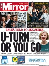 Daily Mirror (UK) Newspaper Front Page for 13 October 2022