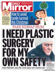 Daily Mirror (UK) Newspaper Front Page for 13 December 2016