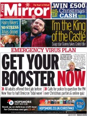 Daily Mirror (UK) Newspaper Front Page for 13 December 2021
