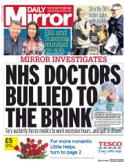 Daily Mirror (UK) Newspaper Front Page for 13 February 2020