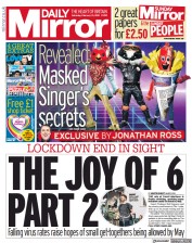 Daily Mirror (UK) Newspaper Front Page for 13 February 2021
