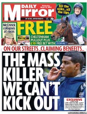 Daily Mirror Newspaper Front Page (UK) for 13 March 2013