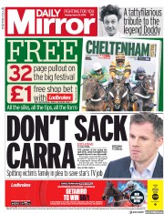 Daily Mirror (UK) Newspaper Front Page for 13 March 2018