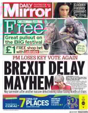 Daily Mirror (UK) Newspaper Front Page for 13 March 2019