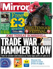 Daily Mirror front page for 13 March 2025