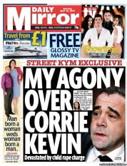 Daily Mirror (UK) Newspaper Front Page for 13 April 2013