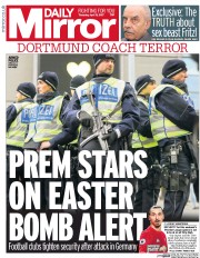 Daily Mirror (UK) Newspaper Front Page for 13 April 2017