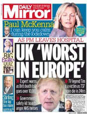 Daily Mirror (UK) Newspaper Front Page for 13 April 2020