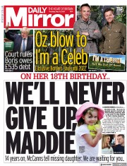 Daily Mirror (UK) Newspaper Front Page for 13 May 2021