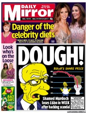 Daily Mirror Newspaper Front Page (UK) for 13 July 2011
