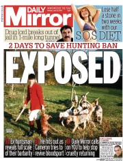 Daily Mirror Newspaper Front Page (UK) for 13 July 2015