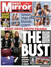 Daily Mirror (UK) Newspaper Front Page for 13 August 2013