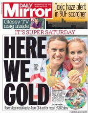 Daily Mirror (UK) Newspaper Front Page for 13 August 2016