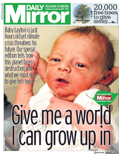 Daily Mirror Newspaper Front Page (UK) for 14 November 2019